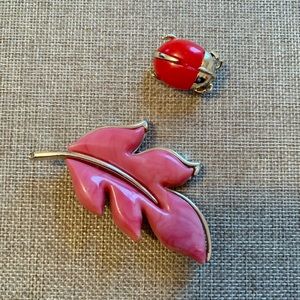 Sarah Coventry Vintage Leaf and Bug Pins